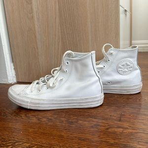White leather high top converse - almost brand new.